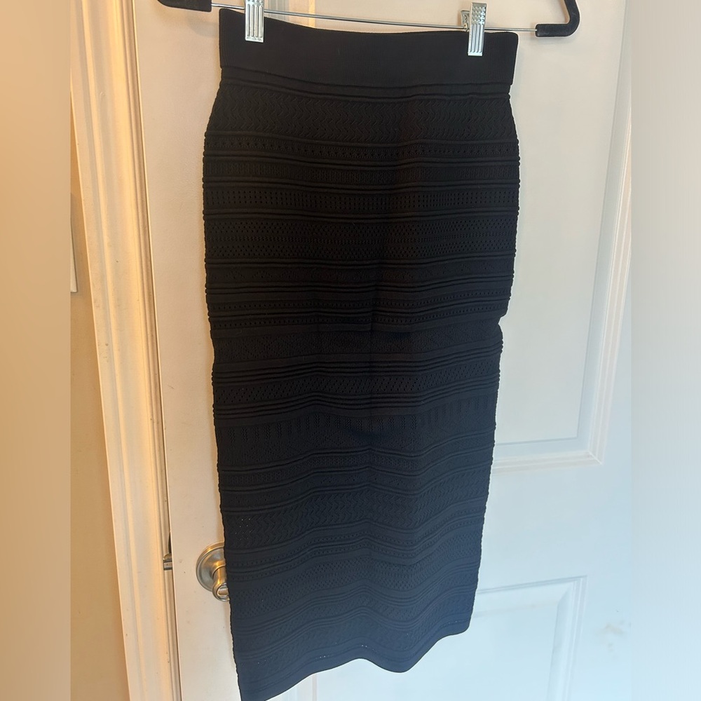 Babaton Black Knit Pencil Skirt- Small